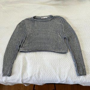 Zara Metallic Blue Silver Like Knit Sweater